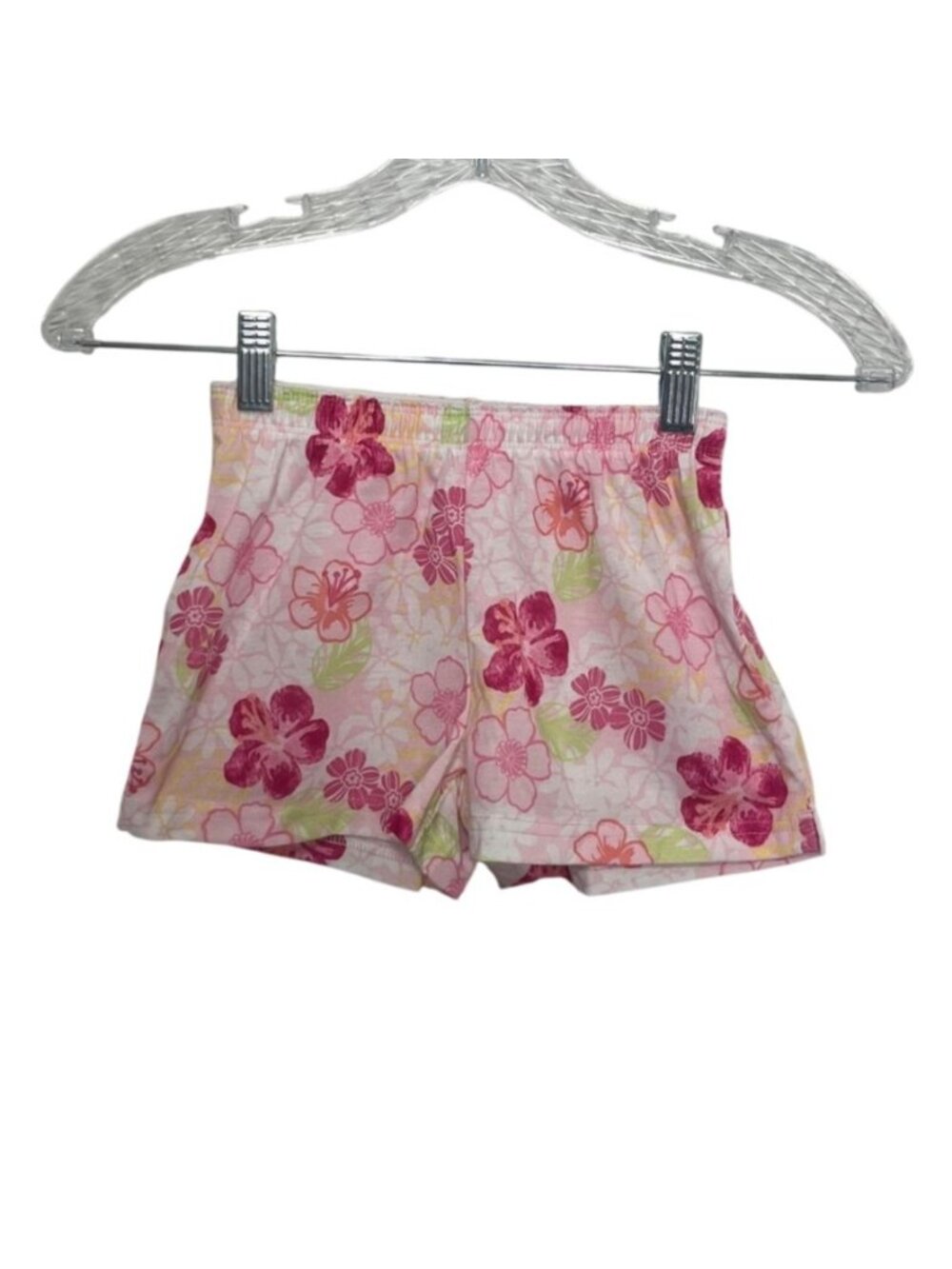 Carters Kids Elastic Waist Shorts Girls Size 4 Pink Floral Summer Casual